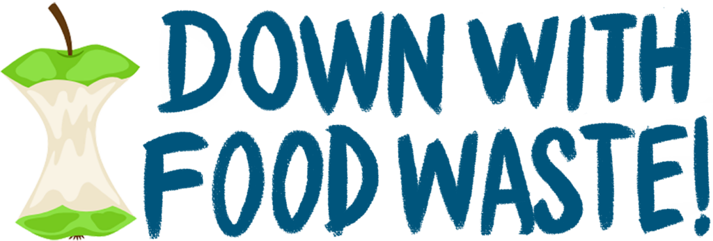 Down With Foodwaste! written in paint, next to drawing of apple